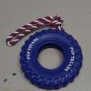 Deeow Dog Tire Toy 6 inch - Treat Dispensing Chew Toy for Aggressive Chewers, Natural Rubber Durable Chew Bone for Medium Large Dogs, Mental Stimulation Puzzle Feeder Interactive Pet Toy