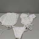 Women's 3 Piece Lace Ruffle Tankini Swimsuits Set Backless Halter Bathing Suit Festival Beach Outfits (Medium, White)