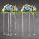YALLOVE Acrylic Flower Stand, Set of 2 Clear Pedestal, 15.75 Inch Tall Vases for Wedding Event Party Props, Home Decor