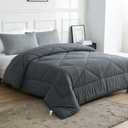 100% Cotton Filled Comforter, Premium Upgraded Cotton Bed Quilt Suitable for All Seasons, Comfortable Soft Noise-Free, Breathable and Fluffy, Queen, Gray