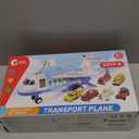 CUTE STONE Toy Airplane with Smoke, Lights & Sounds, Friction Powered Plane Toy with Mini Cars for Kids, Great Christ Gift for Boys and Girls