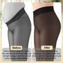 Delcast Plus Size Fleece Lined Tights Women - Fake Translucent Sheer Warm Thermal Pantyhose Leggings for Winter (Black, XL)