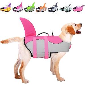ASENKU Dog Life Jacket - Pet Safety Vest for Swimming & Boating, Shark Life Jacket with Floatation, Dog Lifesavers Swimsuits for Small Medium Large Dogs (Blue Bandhnu, XL)
