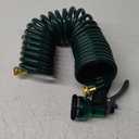 Coil Hose 25FT EVA Coil Garden Hose With 3/4'' Brass Connector Coiled Water Hose Lightweight And No Kink Includes 7 Patterns Spray Nozzle For Outdoors Lawn Watering Car Washing (Green)