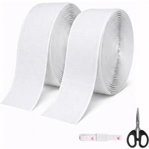 Self Adhesive Hook and Loop Tape, Heavy Duty Sticky Back Fastener Strips, Cut to Size Nylon Hook and Loop Roll (16FT x 0.75IN Each Roll), Strong Adhesive for Home, Office, Car, DIY Crafts-White
