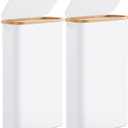 Slim Laundry Hamper with Lid by Fiona's magic, 63L Narrow Laundry Basket with Removable Bag, White Collapsible Dirty Clothes Basket, Thin Tall Storage Basket for Bathroom, Bedroom (White, 2Pack)