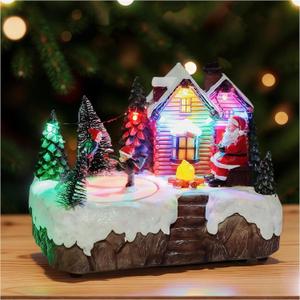 Giftgarden Christmas Village with Santa and Musical Ice Skating, Lighted Indoor Christmas Centerpiece Decor