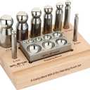 Splenor Tools Steel 8 Hole Dapping Doming Block and 8 Matching Punch Set - for Jewelry Making - Metal Forming Die - Shaping Tools