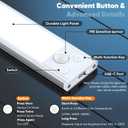 3-Pack Under Cabinet Lighting, 68LED 1800mAh Motion Sensor Lights Indoor, 3 Color Wireless Dimmable Rechargeable Battery Operated Closet Lights, Magnetic Under Counter Light Fixture for Kitchen Stair