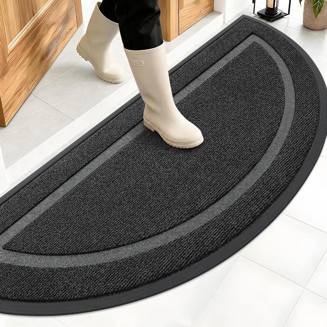 OLANLY Half Circle Front Door Mat Outside 59x34 All-Season Rubber Doormat