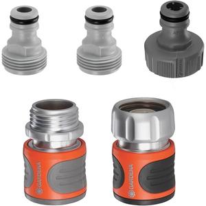 GARDENA (18271) 5-Piece Premium Metal Quick Connect Hose Fittings: Hose Quick Connect Kit for 5/8 Inch or 1/2 Inch Hose - Quickly Connect Garden Hoses, Sprinklers, Spray Nozzles, and Accessories.
