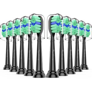 Toptheway Replacement Toothbrush Heads Compatible with Philips Sonicare Protectiveclean Dailyclean Plaque Control Electric Toothbrush 4100 5100 5300 C2 W2 G2 Black, 10 Pack
