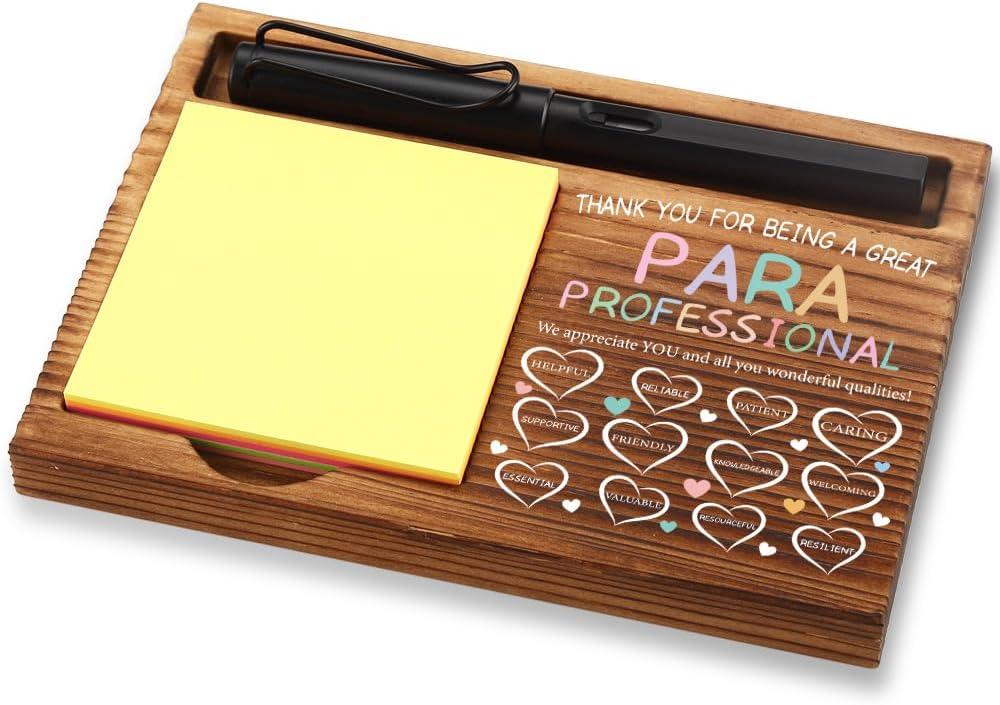 Appreciation Gifts for Paraprofessional, Thank You Gifts for Paraprofessional, Paraprofessional Office Decor Gifts,Wooden Sticky Note Holder With Inspirational Quotes,16.5 x 12 x 1.5 cm,XXN38