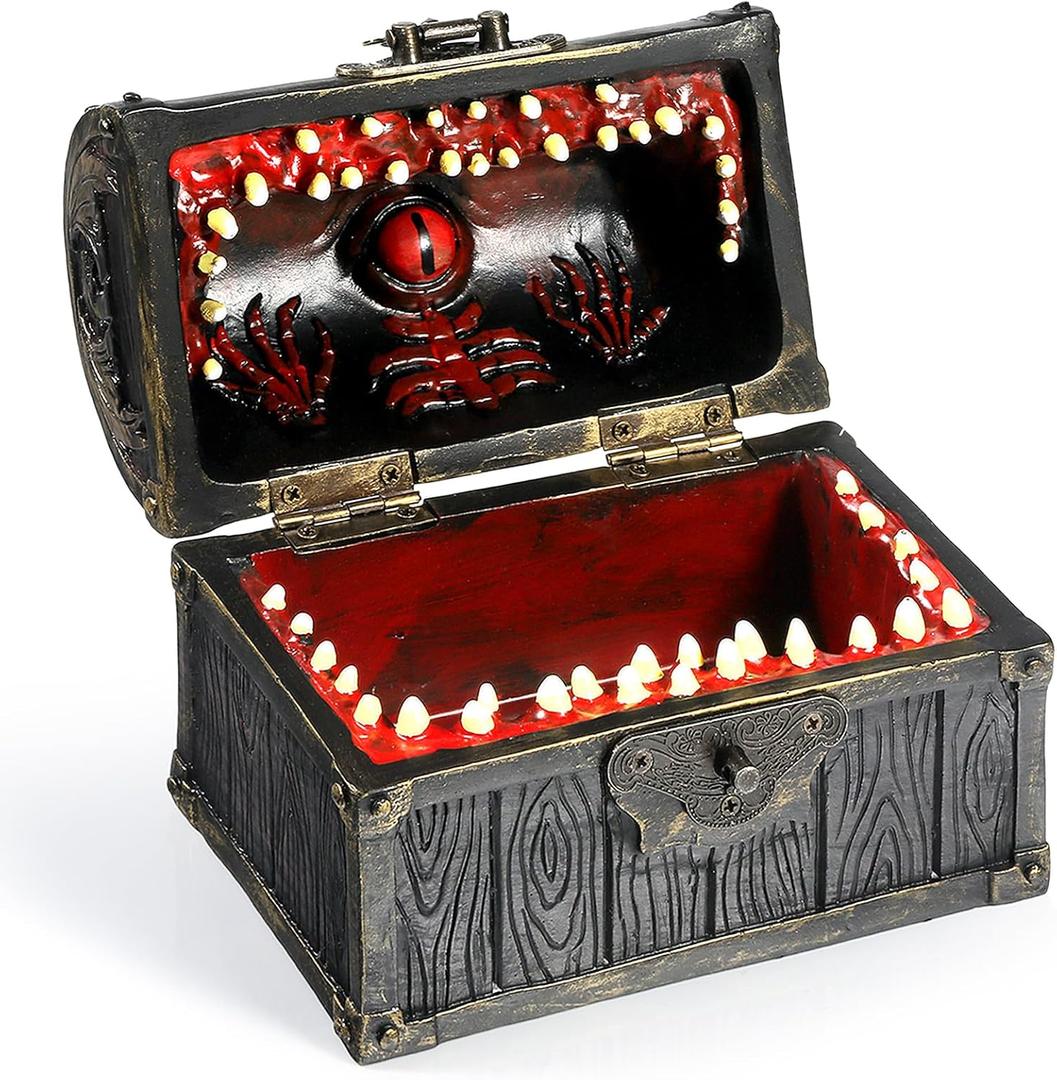 DNDND Mimic Chest Dice Storage Box Large Size Holds 6 Sets of Polyhedral Dice Great Gift for Dungeons and Dragons Players DM Masters RPG Gaming