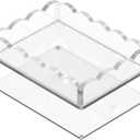 GRAHAM DESIGN Scalloped Acrylic Mini Tray with Magnetic Mat 5x7 or 4x6 Photo Display & Jewelry Organizer Tray, Anti-Slip Desktop Vanity Tray, Modern Home Office Decor Gift