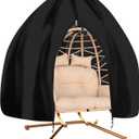90x78 Patio Double Egg Chair Covers Waterproof & UV Resistant, Heavy-Duty Zippered Cover for Outdoor Egg Swing Chairs, Hanging Chairs, All-Weather Protection for Garden, Poolside Owners (Black)