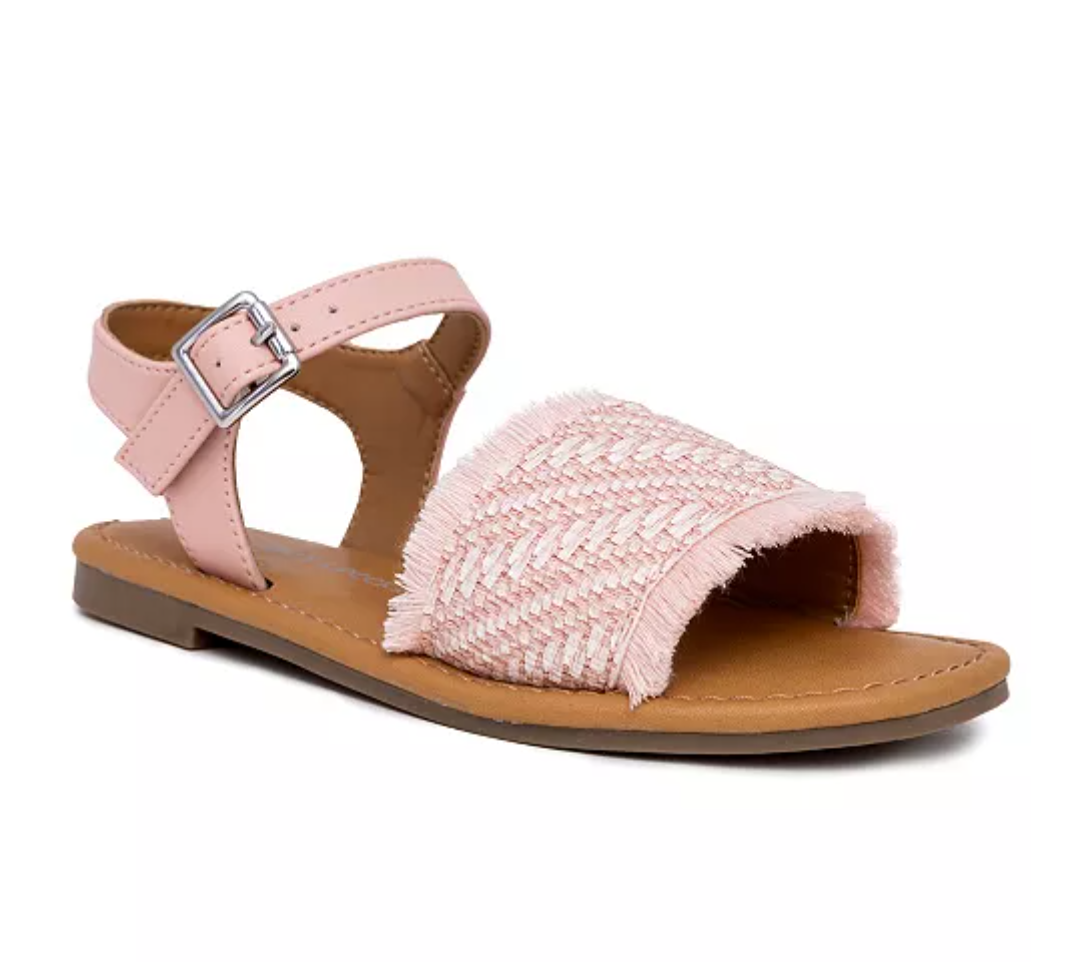 Little and Big Girls Santine Flat Sandals – Size 2, Pink