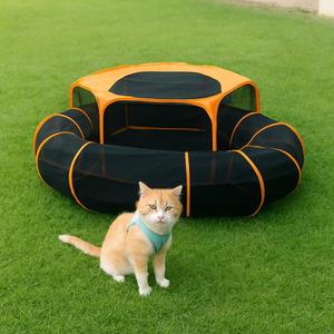 Expandable Playpen & Tent for Cats  Large Portable Enclosure with Tunnel, Zipper Door & Shade Cover  Ideal for Indoor & Outdoor Use