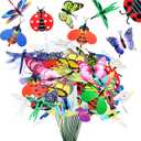 100 Pcs Butterfly Garden Decorations 9.8 Inch Assorted Decorative Plant Stakes Include Bee Hummingbird Ladybug Dragonfly Butterfly Stake for Flower Bouquet Spring Outdoor Indoor Lawn Wall Patio