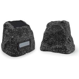 STUDIOFINIX 6.5" Rock Speakers Outdoor Waterproof - 5.3 Bluetooth Wireless Speaker Solar Powered Max Peak 200W for Garden,Patio,Deck,Pool,Backyard (Gray 1 Pair) (6.5 Inch)