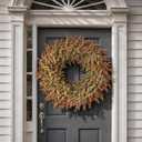 32"Artificial Eucalyptus Wreath with Seed for Front Door Decor(Fall Orange)
