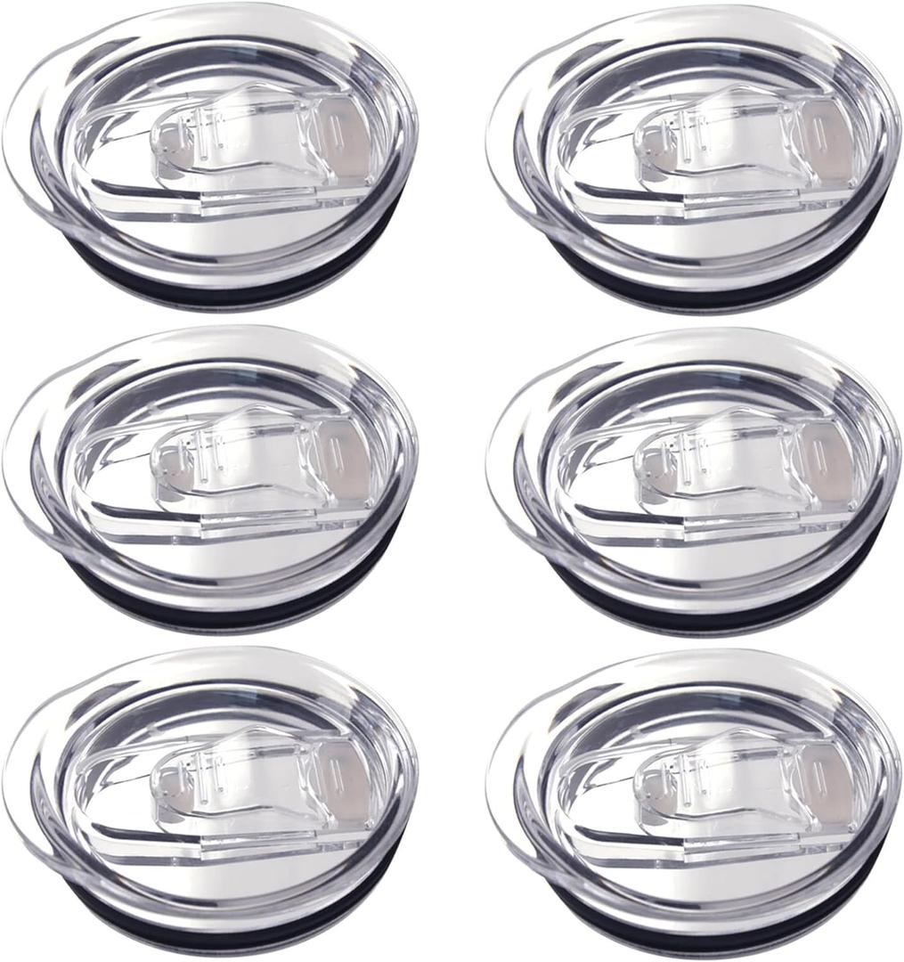 6 Pack 20 oz Skinny Tumbler Replacement Lids Plastic Splash Covers tops for 20 oz coffee cup lids Clear Cup Covers for 2.64 Inch Mouth Tumbler Cooler