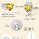 Suplight 925 Sterling Silver Birthstone Earrings Stud Round/Heart/Teardrop/Square Crystal Earrings for Women, Diamond Silver Earrings Dainty Gifts for Women Birthday Unique Minimalist Jewelry (style b-11. heart-November(Created Citrine))
