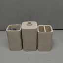 ZCCZ Beige Bathroom Accessory Sets, 4 Pieces Bathroom Accessories Complete Set Vanity Countertop Accessory Set, Includes Lotion Dispenser Soap Pump, Tumbler, Toothbrush Holder and Tray
