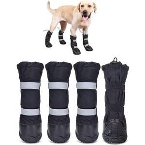 Hipaw Waterproof Dog Boots for Winter Snow Rain, Non-Slip Dog Shoes for Medium to Large Dogs, Extended Cuff Paw Protectors for Outdoor Walking Hiking. Size: XXL (Insole wide 3.5") for 115~132lb