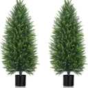 Yangrass 2Pack Artificial Cedar Topiary Trees with Pot,4FT UV-Anti Greenery