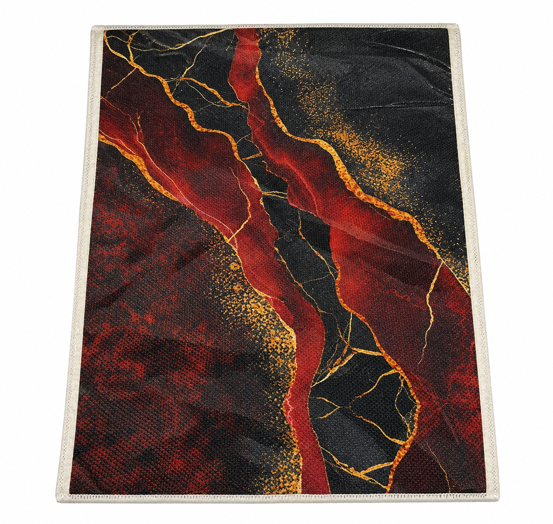 ROXMART Abstract Red Black and Gold Storage Bin Box, Luxury Red Marble Modern Abstract Collapsible Storage Basket Organizer for Bedroom Bathroom Home Clothes Toys Books, Toybox for Kids