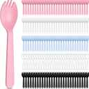 Teenyyou 1000 Pcs Mini Plastic Sporks 4.5 Inch 2-in-1 Utensils Disposable Tasting Spoon Fork Colorful Taster for Party, Catering, Dessert, Ice Cream, Cake, Appetizer, Wedding, To-go Meal, 5 Colors