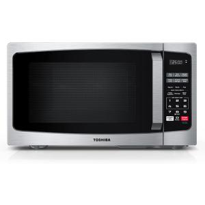 TOSHIBA ML-EM09PA(SS) Small Microwave Oven with 6 Auto Menus, Mute Function, LED Lighting, Countertop Microwave Perfect for Apartments, 0.9 Cu Ft, 10.6 Inch Removable Turntable, 900W, Stainless Steel