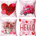 Valentines Day Pillow Covers 18x18 Set of 4 Romantic Throw Pillow Covers Cushion Covers for Sofa Bed Couch Anniversary Wedding Home Decor for Living Room Pink Plaid Love