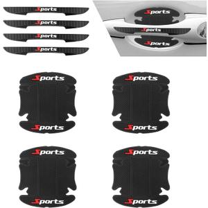 2 x 8 PCS Car Door Handle Protector, Sport Printed Door Handle Bowl Sticker, Heat-Resistant Scratch-Resistant Guard, Universal for Most Cars, Trucks, SUVs (Black)
