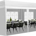 10 * 30FT Wedding Tent with 5 Removable Sidewalls,Outdoor Event Shelter Use for Party,Wedding,Marketplace