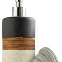 Dish Soap Dispenser Set with Silicone Funnel, Hand Soap, Shampoo, Body Wash, Ceramic Liquid Soap Dispenser for Kitchen and Bathroom Countertops, Stainless Steel Pump, Non Slip, 12 Oz, Black