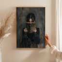 Dark Academia Canvas Wall Art Gothic Victorian Woman Reading Magic Book Poster Print Antique Oil Painting Canvas Print Book Lover Gift Bedroom Gallery Wall Decor 12x16 Incth Unframed