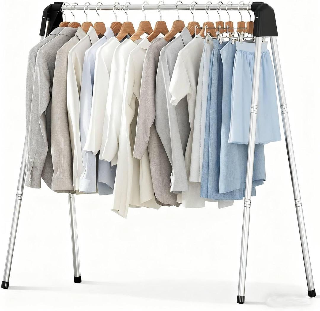 APEXCHASER 55 Inch Clothes Drying Rack Foldable, Stainless Steel Laundry Drying Rack Collapsible, Clothes Hanger for Sweater Baby Clothes Towel for Indoor & Outdoor, Portable Clothes Airer for Travel, 55.3 Inch