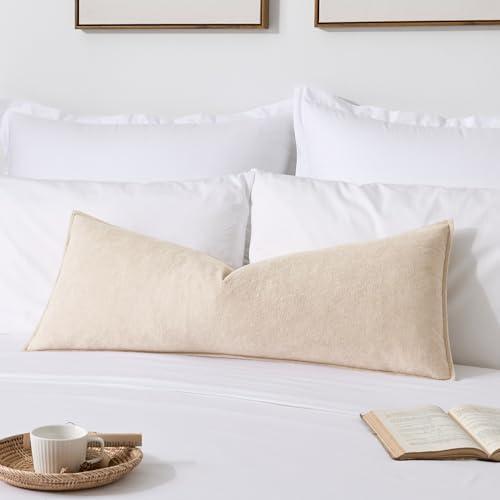 Kevin Textile 14x36 Inch Long Lumbar Cover 1 Pack Soft Boucle Textured Decorative Waterproof Rectangle Cushion Elegant Accent Pillows for Couch Sofa Chair Bed Home Decor Indoor Outdoor Beige