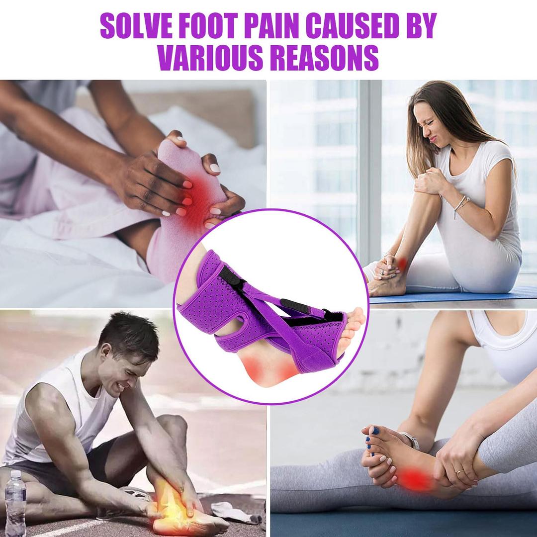Plantar Fasciitis Night Splint 3 Adjustable Planter Facetious Relief Straps,Support Relief Foot Drop Achilles Tendonitis(Purple-2PC)