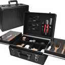Barber Cases for Clippers and Supplies With Sliding Tray, Profesional Barber Travel Case, Travel Case Suitable for hairdressers, Makeup Artists,Barber Carrying Case with LockBlack
