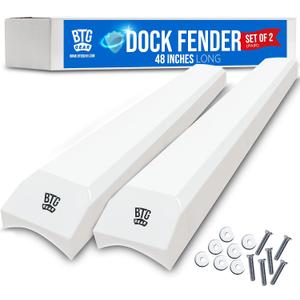 Set of 2 Pack 48" Heavy Duty Marine Dock Piling Fender Bumpers for Docking w/Free Stainless Steel mounting Hardware (White), 48 inches long