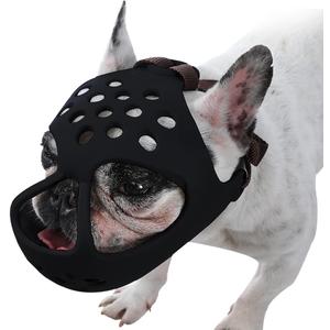 BARKLESS Dog Muzzle for Short Snout, Soft Frenchie Muzzle for Biting, Chewing, Licking for French Bulldogs Boston Terriers, Ideal for Flat-Faced Aggressive Dogs Grooming Walking, Allows Drinking (M (Head Cir: 15"-16.5"), Black)