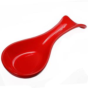 Ceramic Spoon Rests for Kitchen, Spoon Rest for Stove Top Countertop Utensil Rest Ladle Spoon Holder for Cooking Home Decor, Red Color
