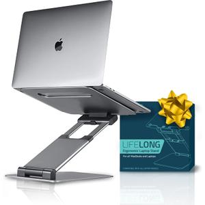 Lifelong Ergonomic Adjustable Laptop Stand for Desk - Height Up to 20" Portable Computer Laptop Riser Holder, Fits All MacBook Air & 10 15 17 Inches Laptops, Back to School Gift for Men & Women