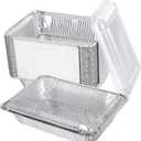 Kifmurase 50 Pcs Aluminum Pans with Transparent Lids, 8.5x6.5 Disposable Tin Foil Pan 2.25LB To Go Food Containers Baking Pans for Cooking Heating Roasting Take Out Freeze Meal Prep
