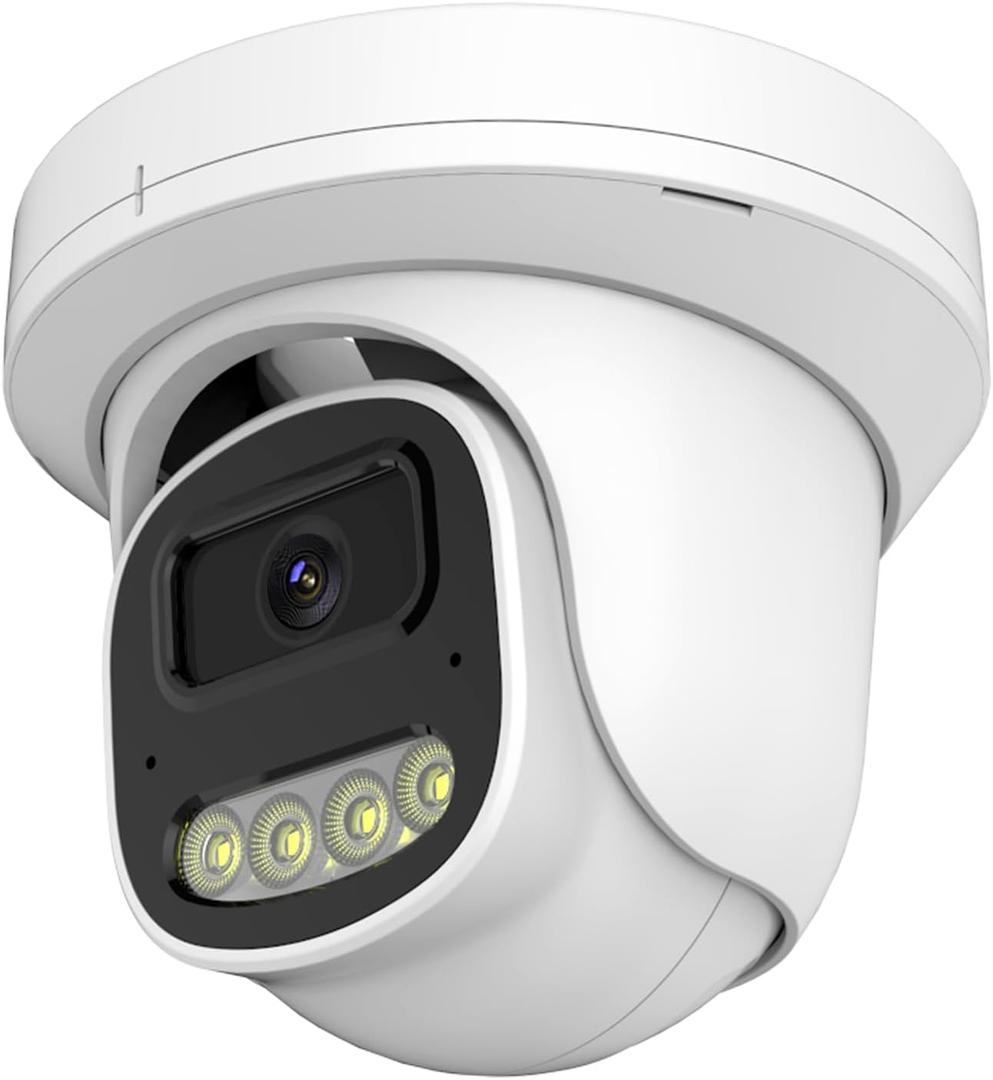 4MP PoE IP Turret Dome Camera with Microphone/Audio, IP Security Camera Outdoor Indoor Wired, Human Motion Detection, Waterproof IP66, 2.8mm Lens, 24/7 Recording, Night Vision 65ft