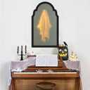 Halloween Hologram Ghost Mirror with Creepy Eyes Night Light,Halloween Ghostmirror Spooky Halloween Haunted House Decor,Black Wood Frame (S)
