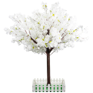 Artificial Cherry Blossom Tree - Handmade White Fake Cherry Blossom Tree Centerpieces for Wedding Party Christmas Garden Indoor & Outdoor, 7 inches